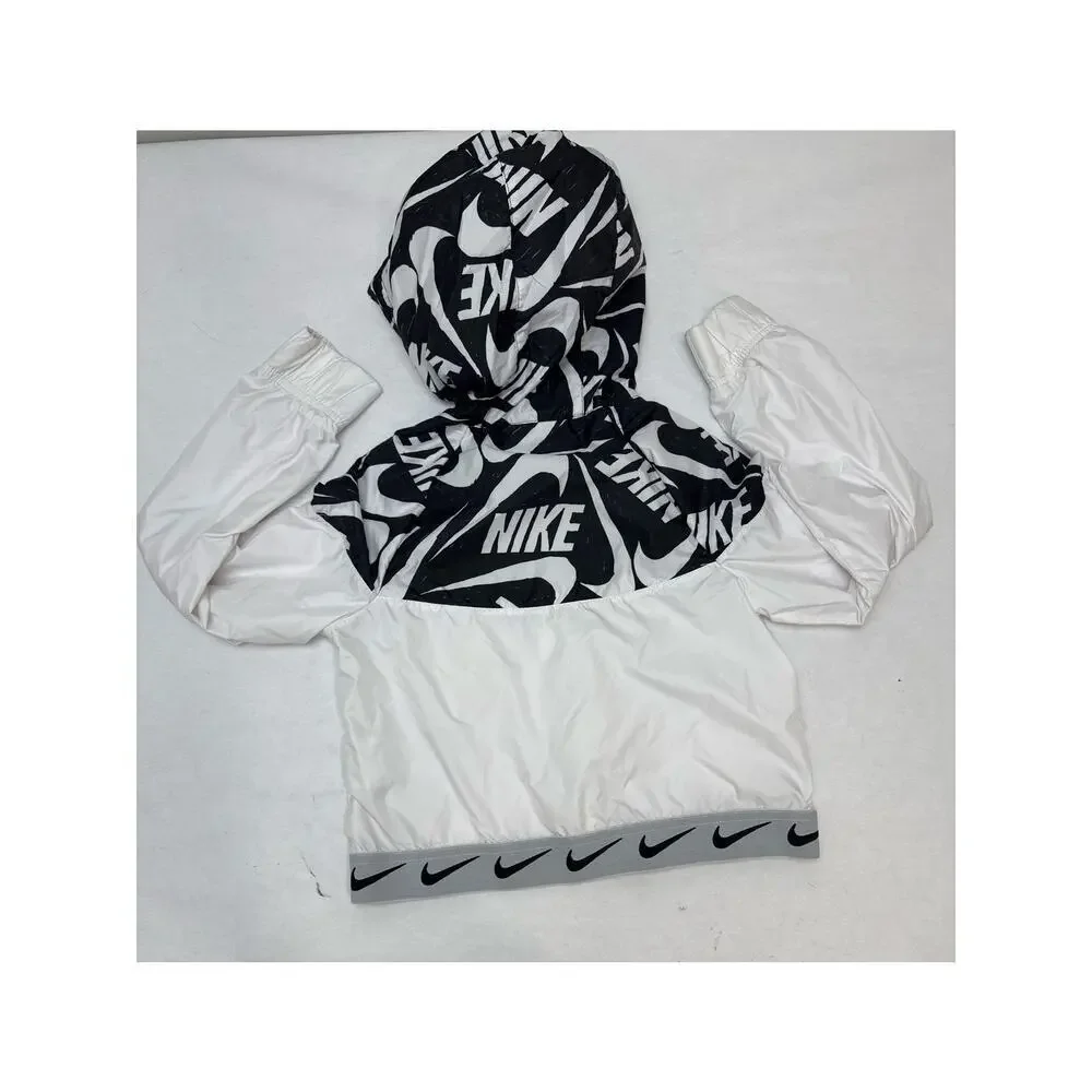 Girls 2007 Cropped Nike Windbreaker Jacket Zip-Up Hoodie Size Medium